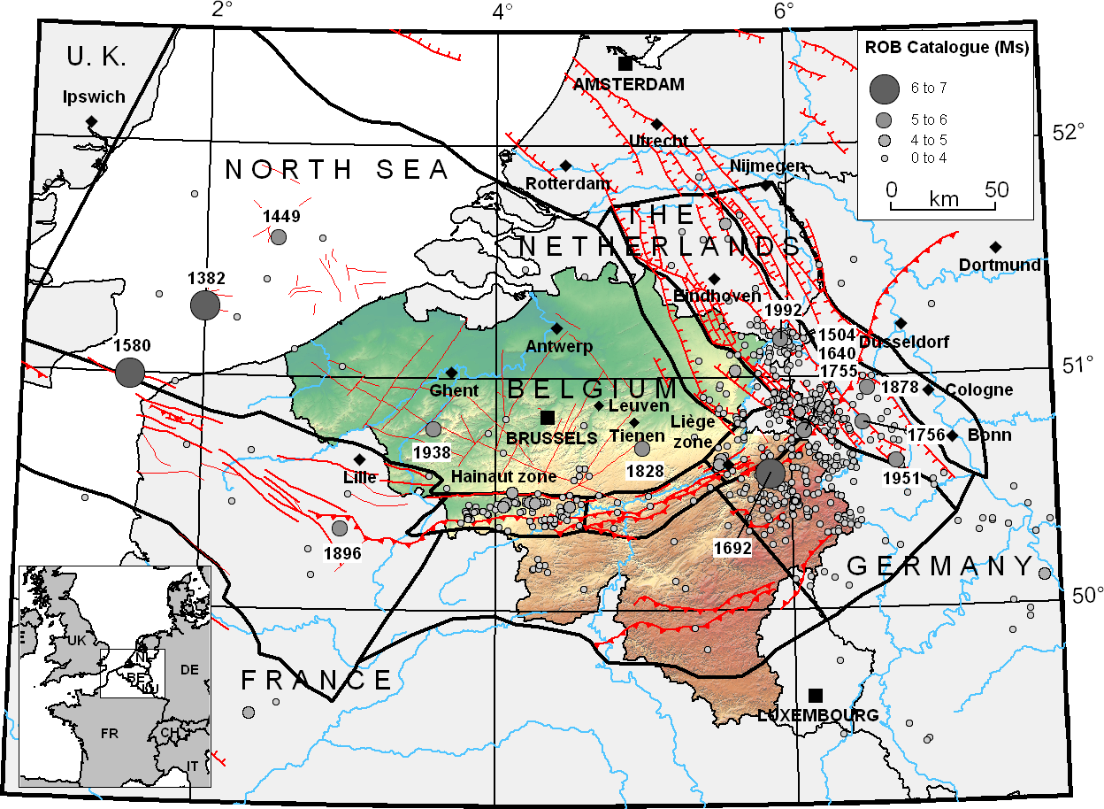 Carte séismotectonique de la Belgique